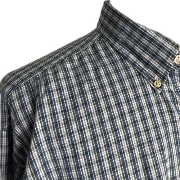 Ralph Lauren Vintage 100% Blake Cotton Long Sl. Button Down XL, Blue Plaid Pony - Picture 4 of 8